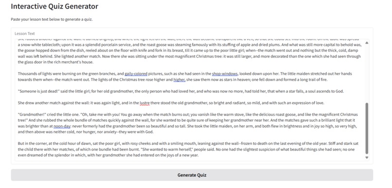Lesson Quiz Generator – screenshot 2