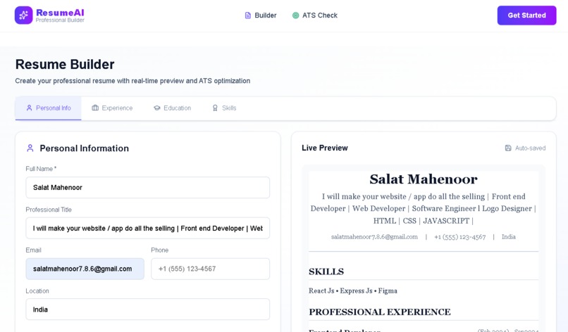 AI Resume Builder with ATS Checker – screenshot 3