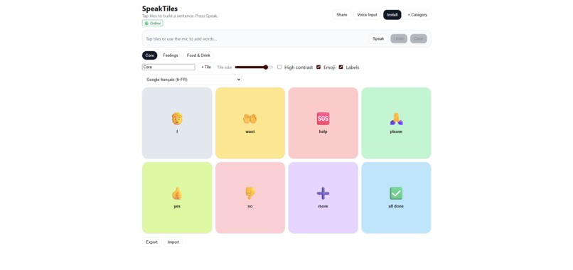 SpeakTiles – screenshot 1