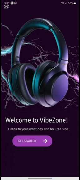 VibeZone (mood based music recommendation app) – screenshot 1