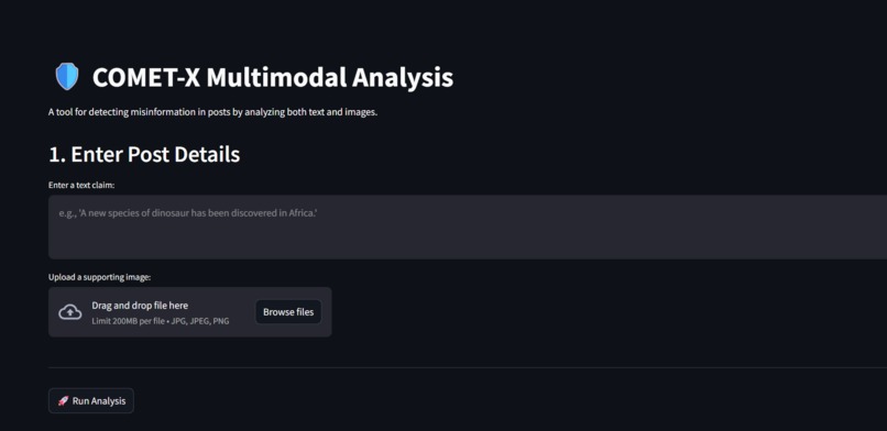 cometx(multimodal fake news detection system) – screenshot 1