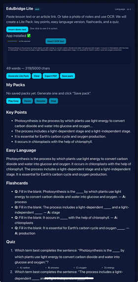 edubridge-lite – screenshot 2