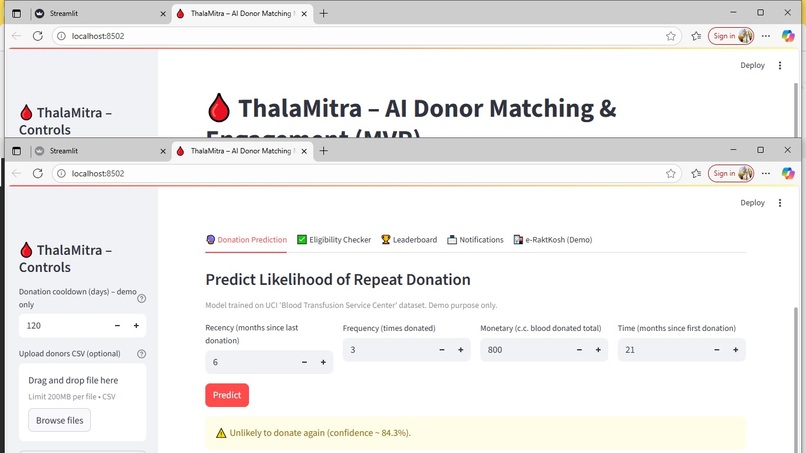 ThalaMitra – AI Donor Matching & Engagement (MVP) – screenshot 4