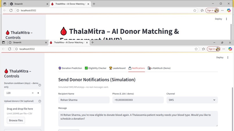 ThalaMitra – AI Donor Matching & Engagement (MVP) – screenshot 5