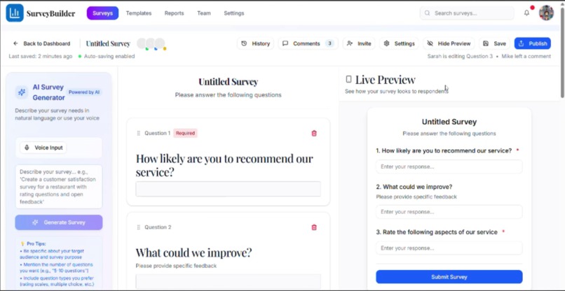 Intelligent Survey-as-a-Service  – screenshot 1