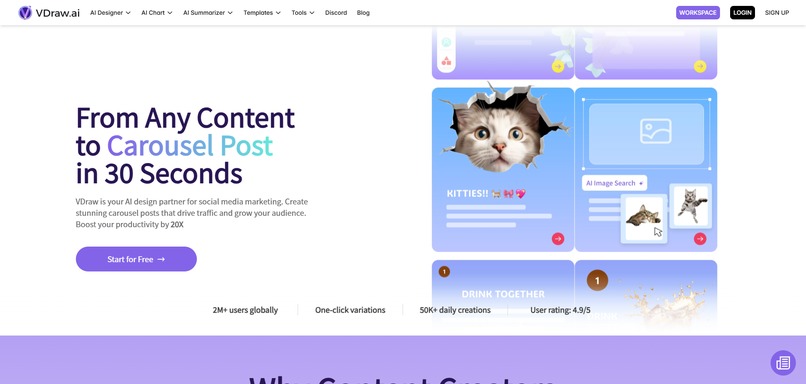VDraw - Free AI Carousel Post Generator for Social Media – screenshot 1