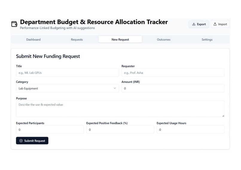 DEPAARTMENT BUDGET AND RESOURSE ALLOCATION TRACKER – screenshot 4
