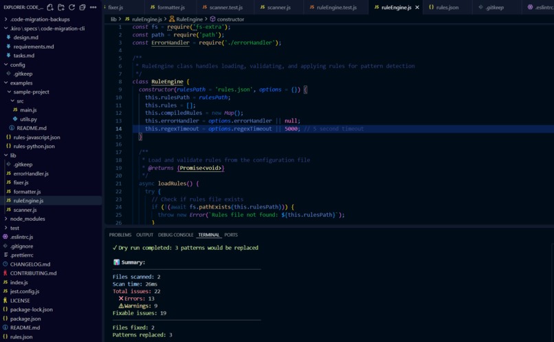 Code Migration CLI tool – screenshot 1