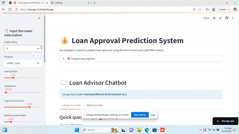 Loan Approval Prediction App – screenshot 1
