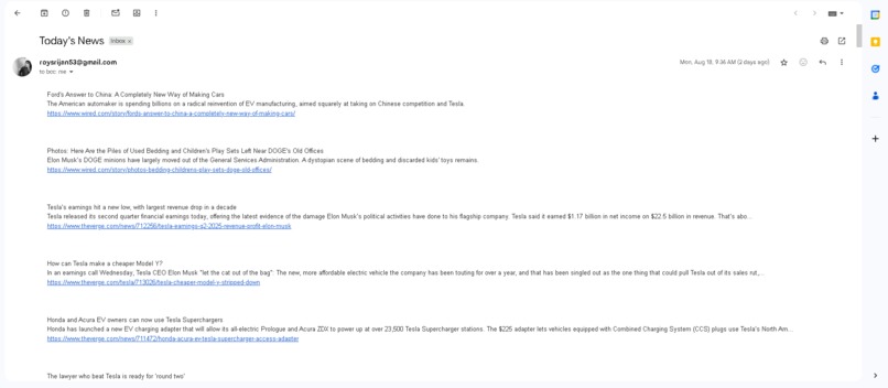 Daily News Email Automation  – screenshot 1