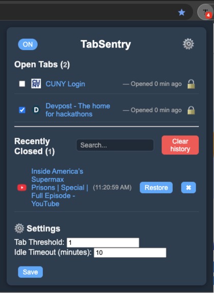 TabSentry – screenshot 1