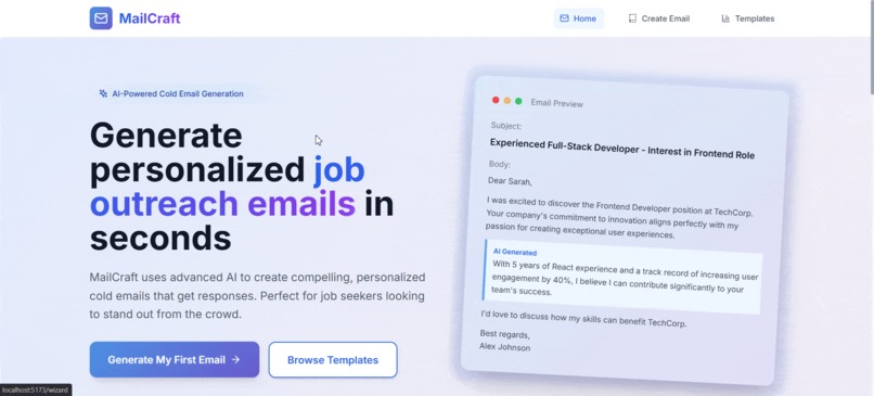 MailCraft – AI-Powered Personalized Cold Email Generator – screenshot 1