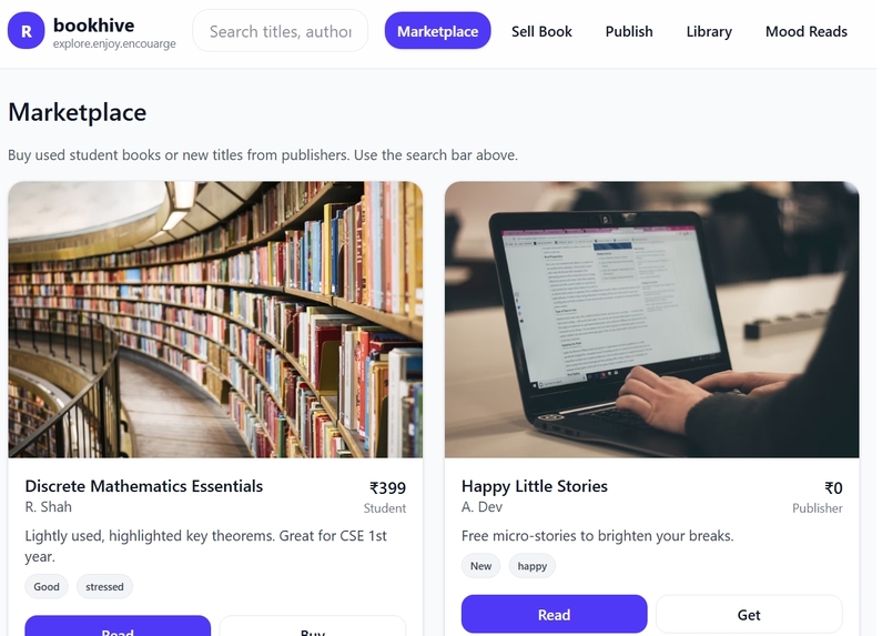 bookhive ( a platform where book bees (lovers) can survive ) – screenshot 1