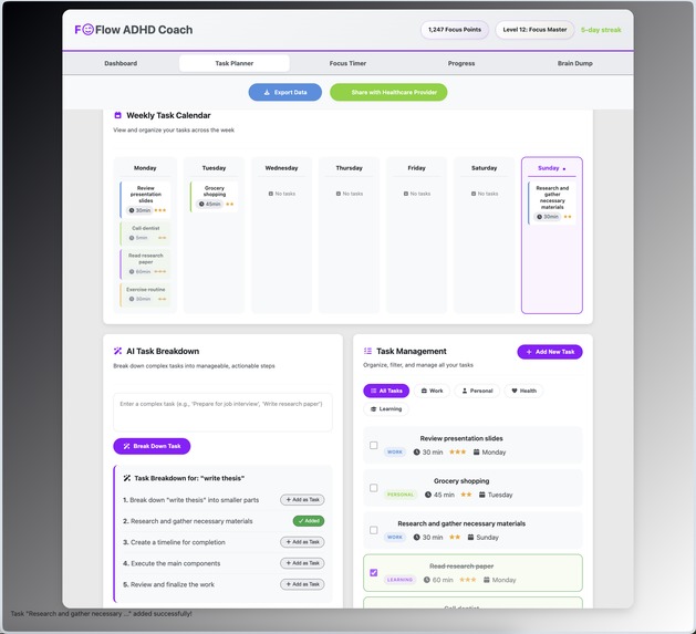 FOFlow: Personalized ADHD Productivity and Focus Coach – screenshot 2