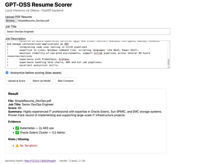 FairHire: GPT-OSS Resume Scorer – screenshot 5