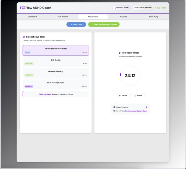 FOFlow: Personalized ADHD Productivity and Focus Coach – screenshot 3