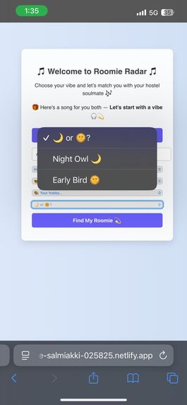 RoomieRadar: Who’s Your Vibe? – screenshot 1