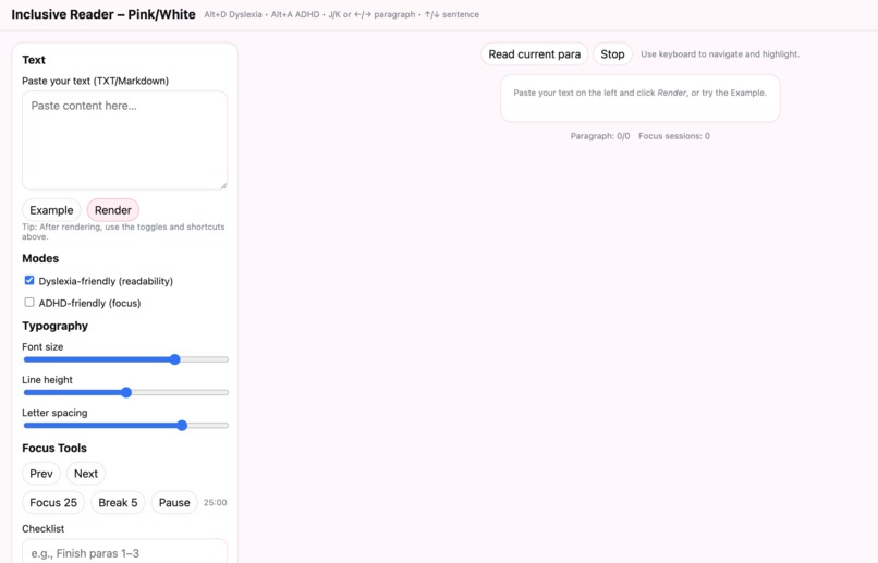 Inclusive Reader – screenshot 1