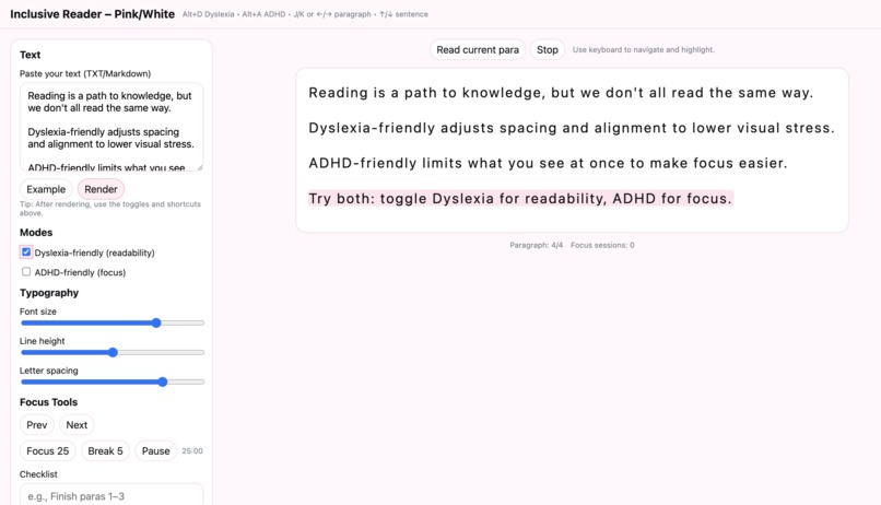 Inclusive Reader – screenshot 2