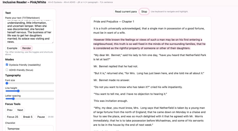 Inclusive Reader – screenshot 3