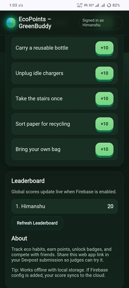 EcoPoints – GreenBuddy – screenshot 2