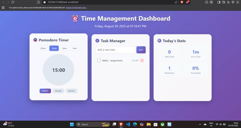 Time Management Dashboard – screenshot 2