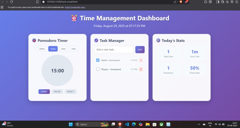 Time Management Dashboard – screenshot 3