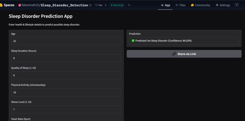 Sleep Disorder Prediction – screenshot 1