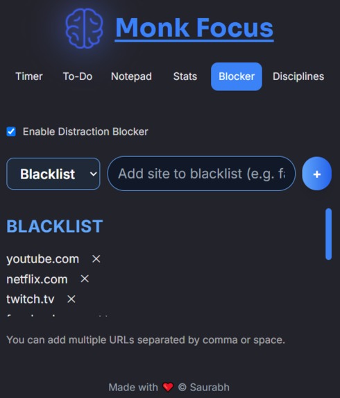 Monk Focus Extension – screenshot 1