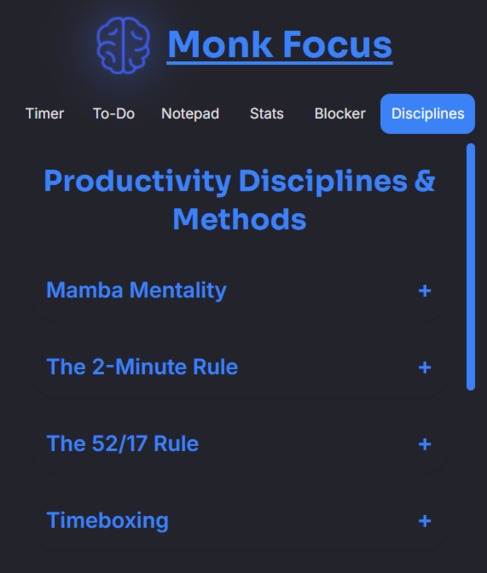 Monk Focus Extension – screenshot 2