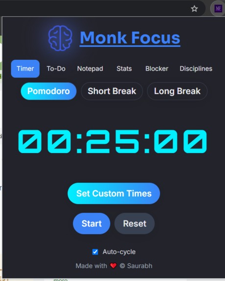 Monk Focus Extension – screenshot 3