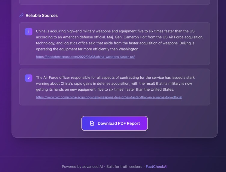 FactCheck AI – screenshot 2