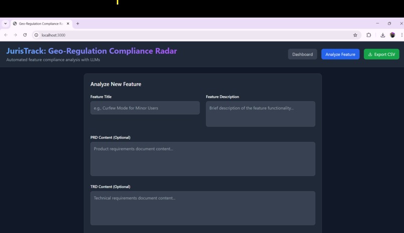 JurisTrack - Geo-Regulation Compliance Radar – screenshot 2