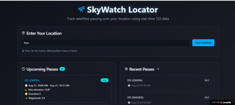 SkyWatch locator – screenshot 1