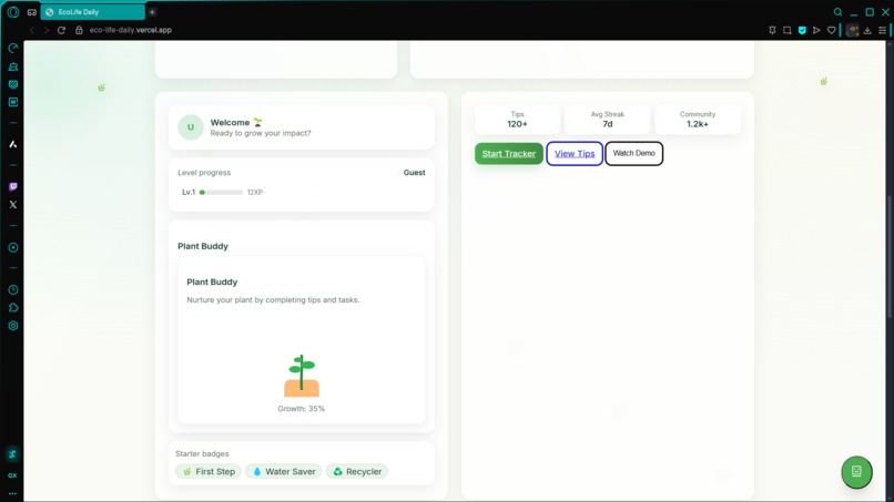 EcoLife Daily: AI Gamified Habit Tracker for Sustainability – screenshot 1
