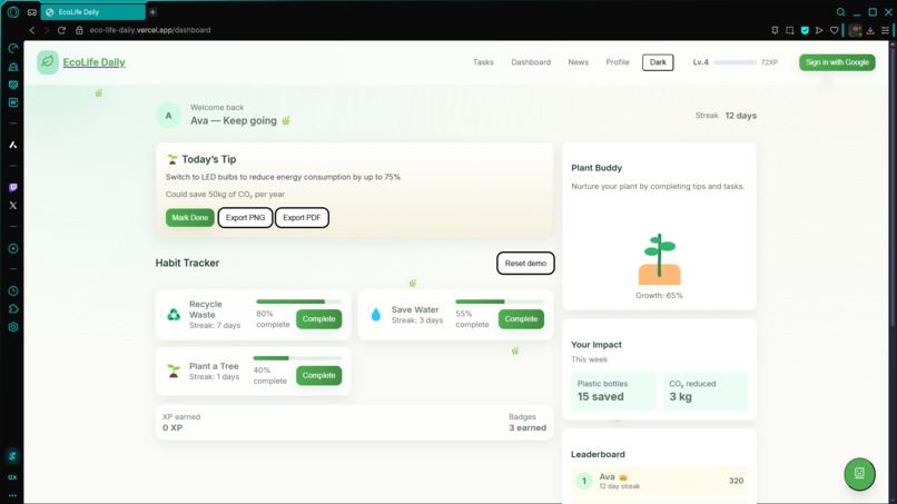 EcoLife Daily: AI Gamified Habit Tracker for Sustainability – screenshot 7