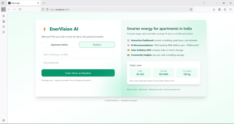 EnerVision - AI Energy Forecasting for Indian Buildings – screenshot 1