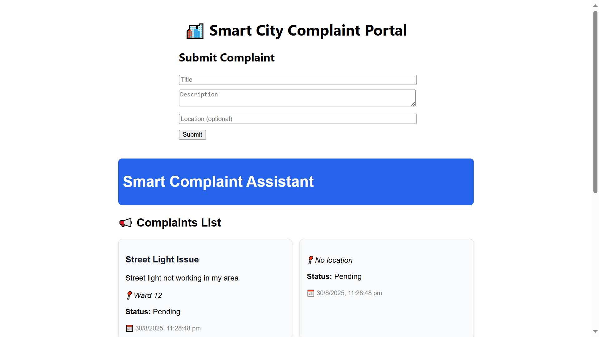 Smart Complaint Assistant – AI-powered Civic Issue Reporting | Devpost