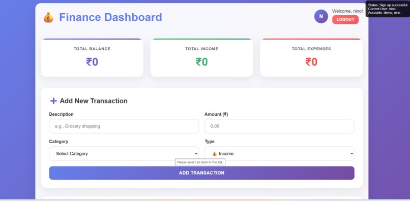 Finance Tracker – screenshot 2