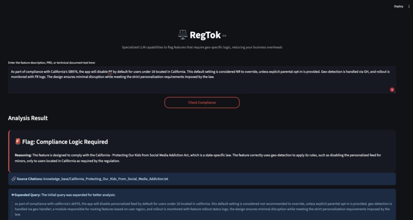 RegTok – screenshot 1