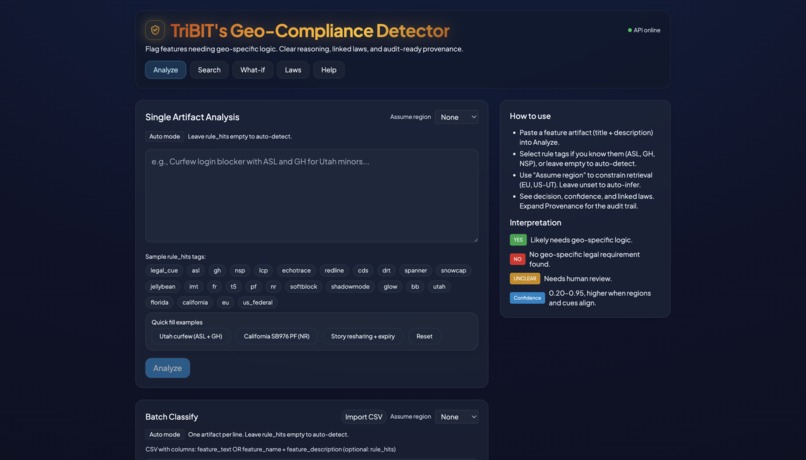 TriBIT's Geo-Compliance Detector – screenshot 1