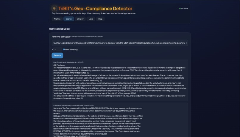 TriBIT's Geo-Compliance Detector – screenshot 4