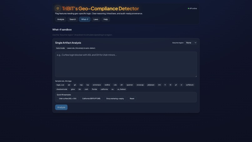 TriBIT's Geo-Compliance Detector – screenshot 5