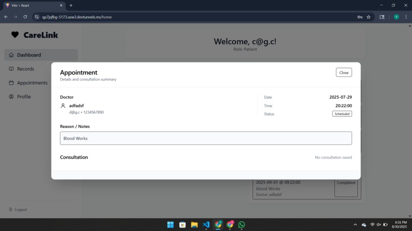 Team 01 - CareLink – screenshot 3