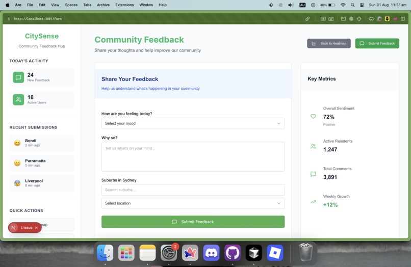 CitySense – screenshot 2