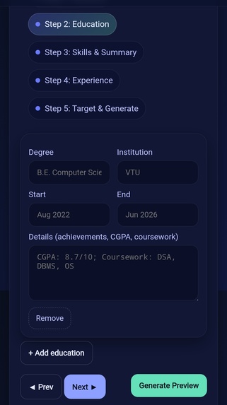 ATS-friendly-Resume-Builder – screenshot 1