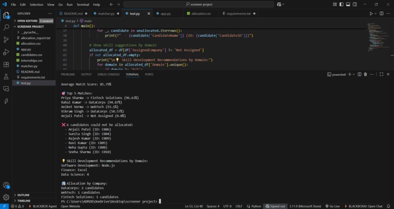 AI Smart Internship Allocation Engine – screenshot 1