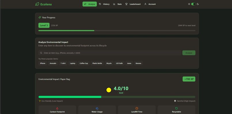 EcoLens – screenshot 1