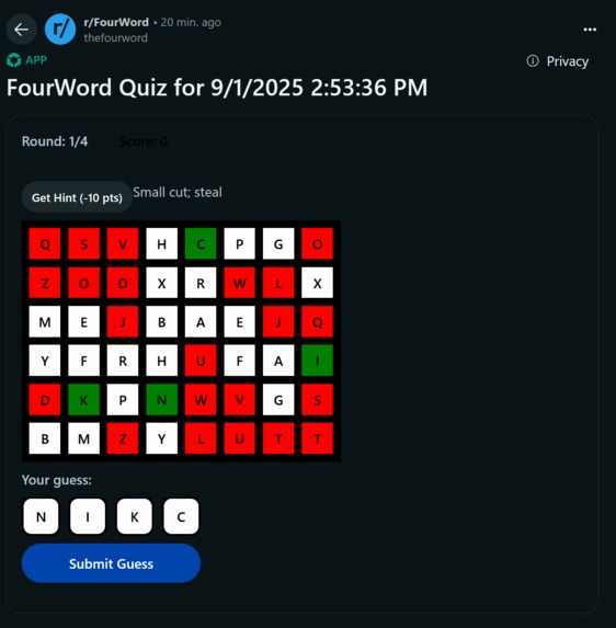 FourWord - Find the Four Letter Word – screenshot 1