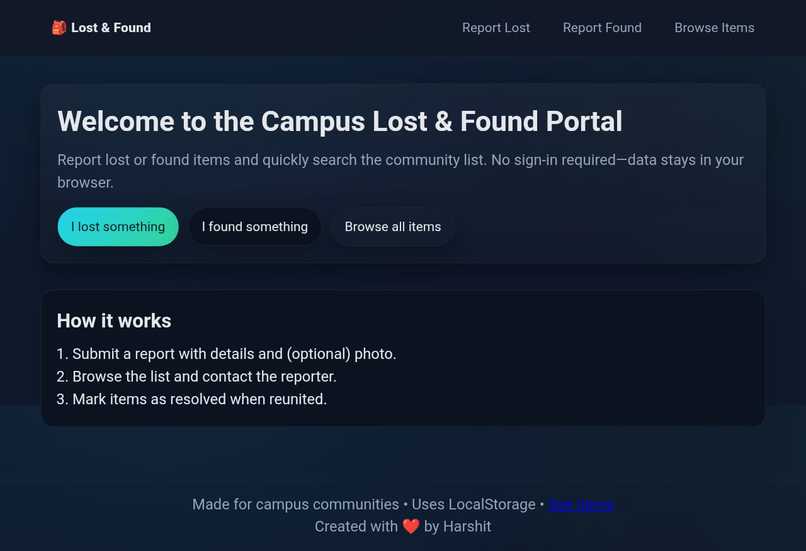 LOST & FOUND CAMPUS PORTAL  – screenshot 1